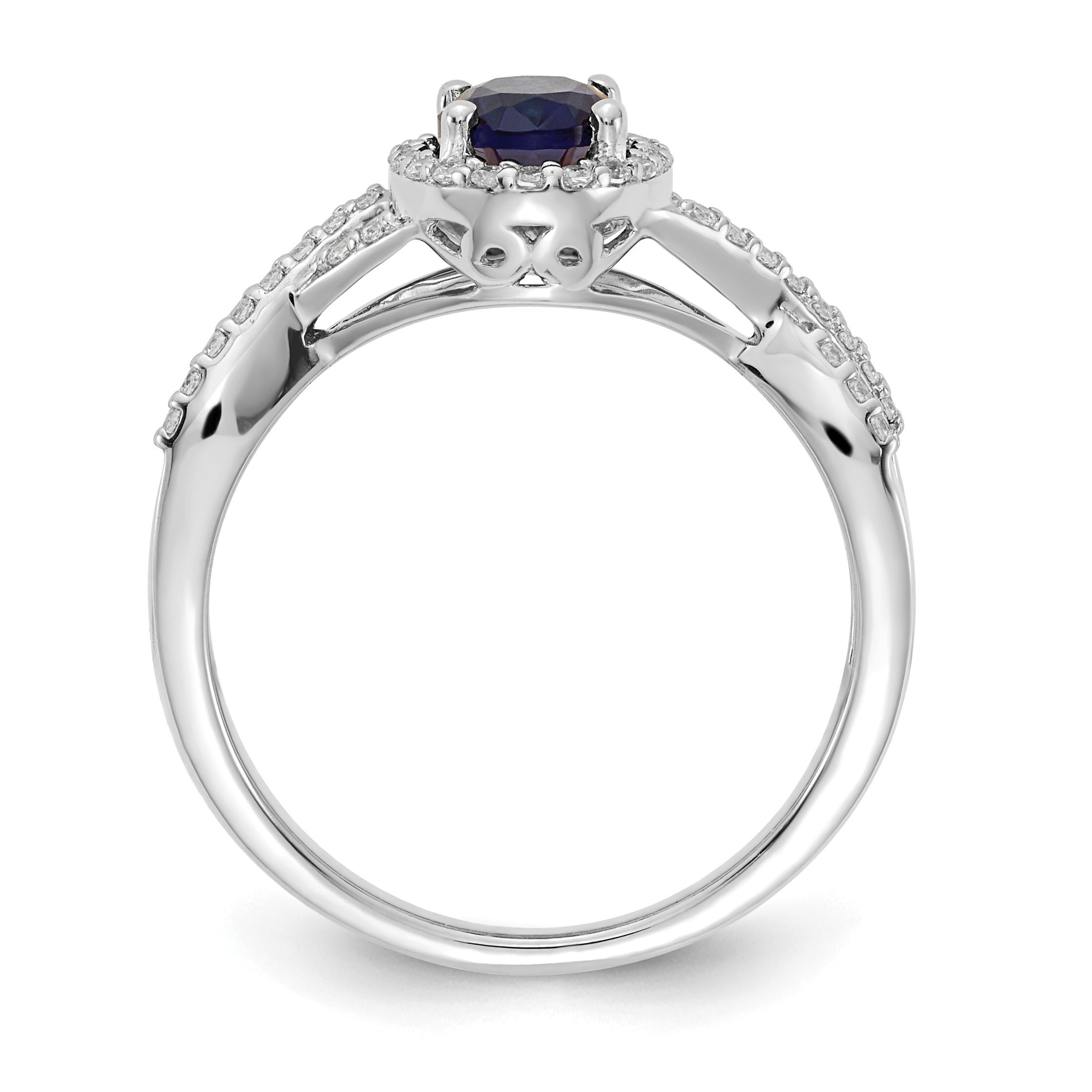1 Ct Oval Blue Sapphire & Diamond Prong 10K Gold Halo Criss Cross Ring