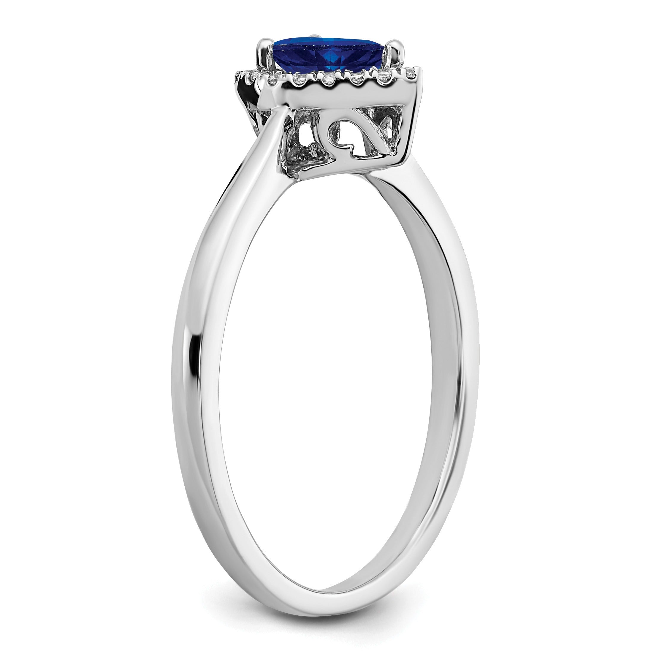 0.5 Ct Pear Blue Sapphire and Diamond 14K Gold Halo Teardrop Ring