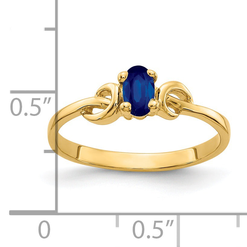 0.35 Ct Oval Blue Sapphire Prong 14K Yellow Gold Solitaire Knot Ring