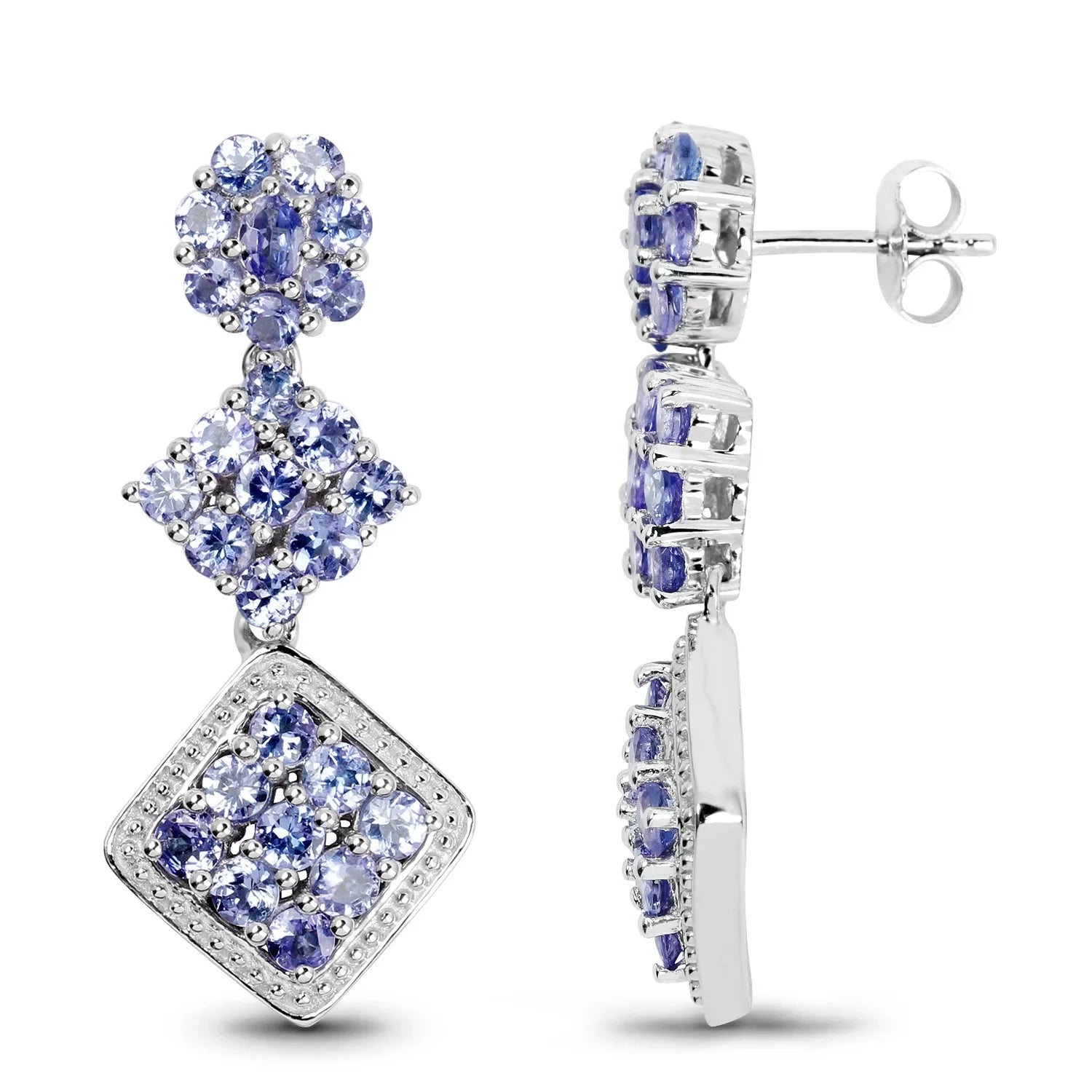 4.92 Carat Genuine Tanzanite Silver Earrings