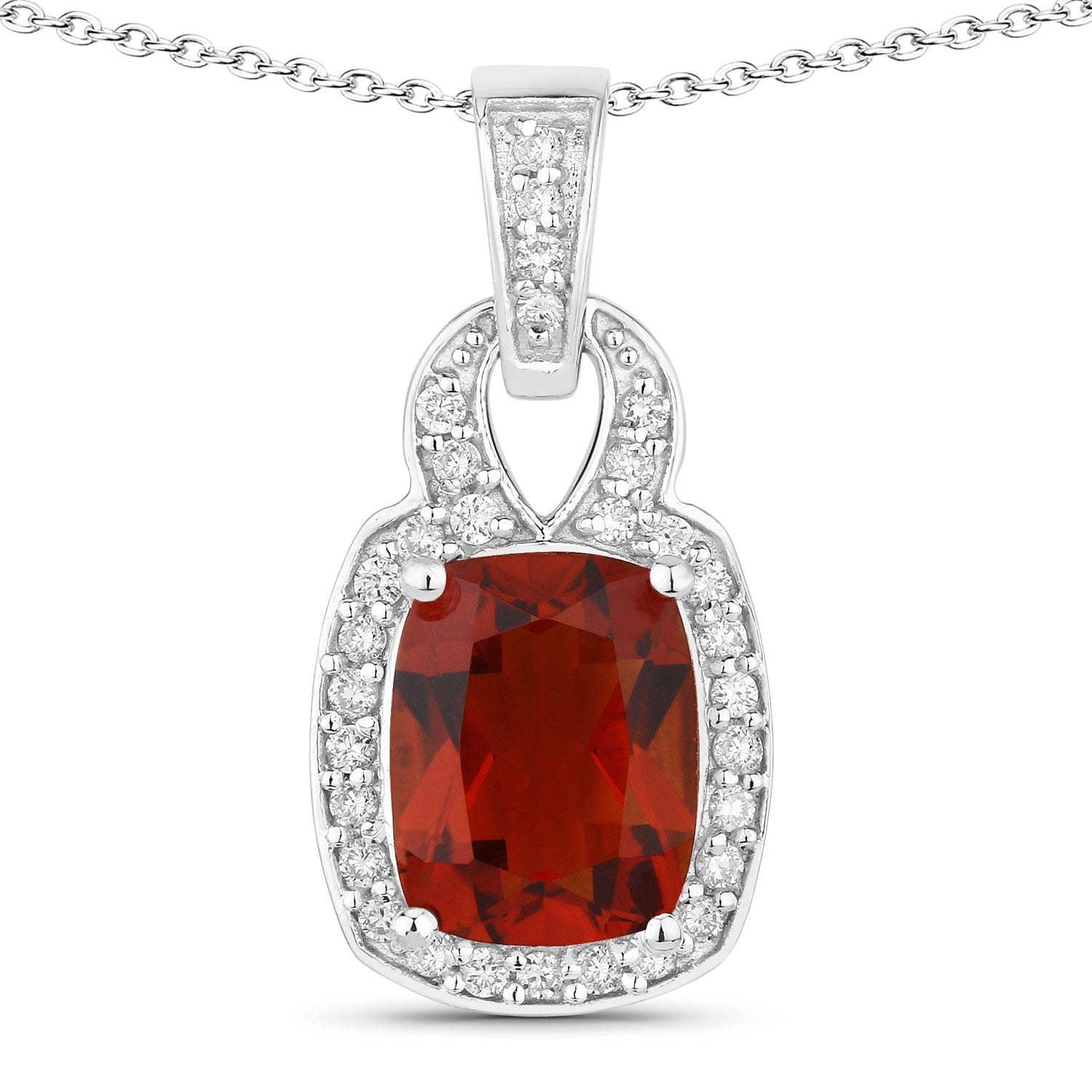 1.88 Ct Genuine Madeira Citrine and Lab Diamond Silver Necklace
