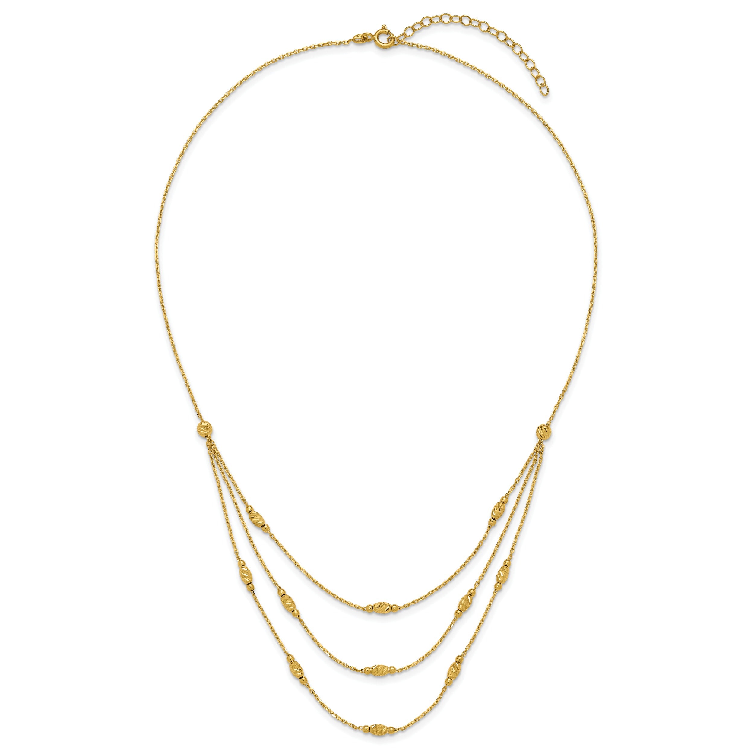 Diamond-Cut Beaded 14K Gold Polished Layered Necklace