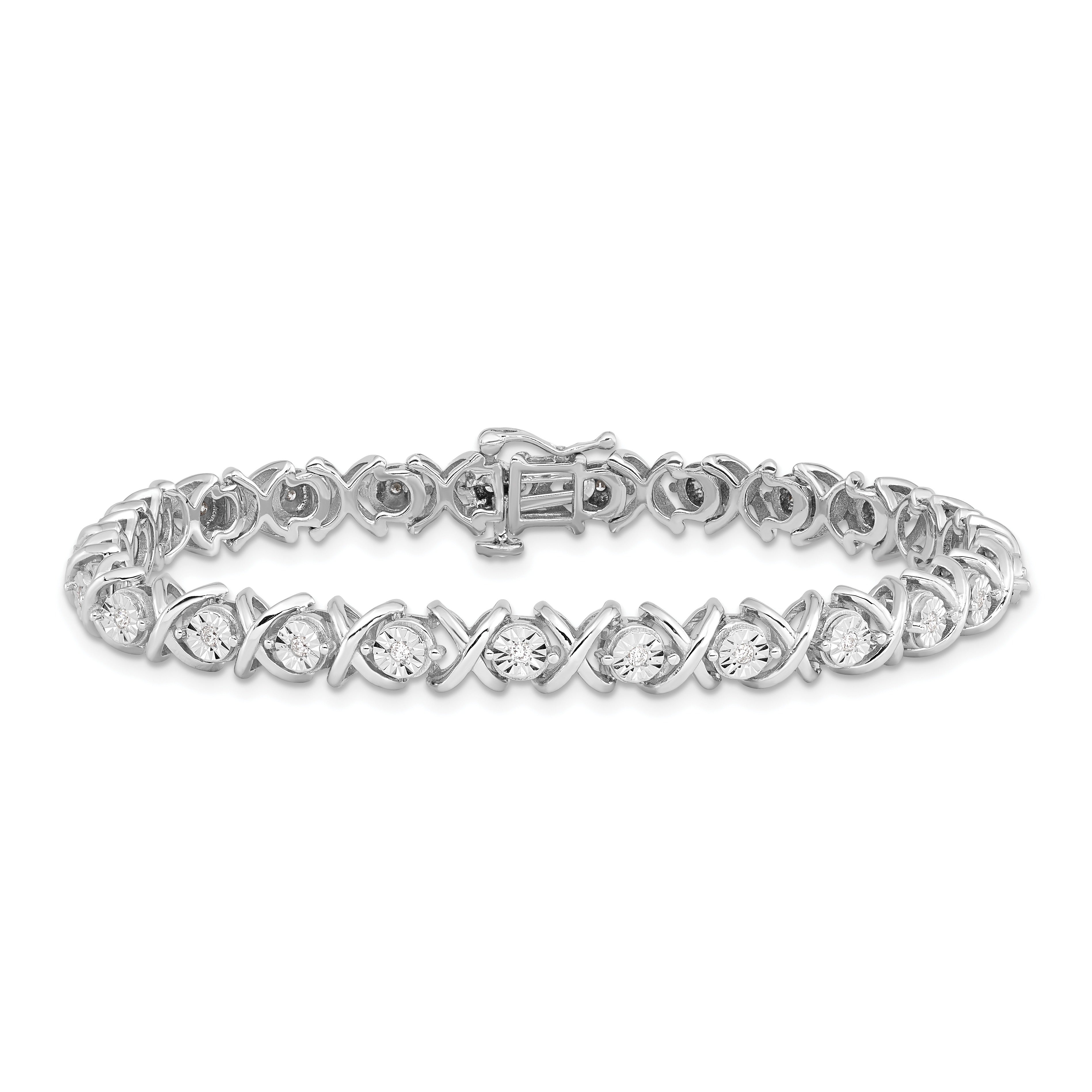 Natural Diamond Silver X Bracelet