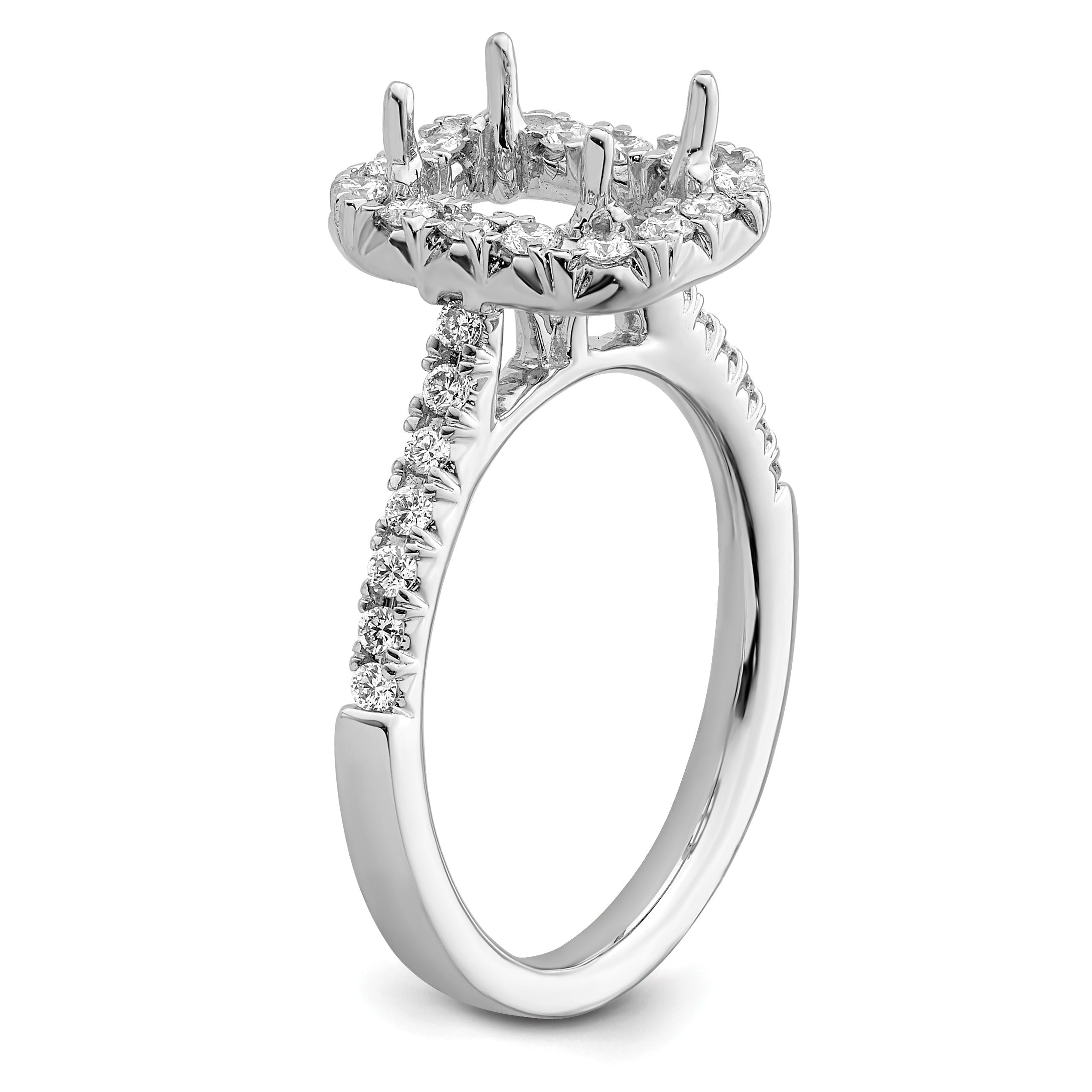 Emerald-Cut White Lab-Grown Diamond Prong 14K White Gold Halo Engagement Ring