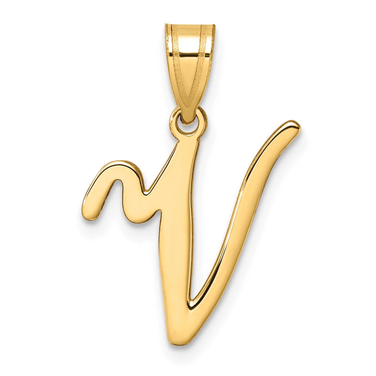 14k Gold Script Initial Charm Pendant
