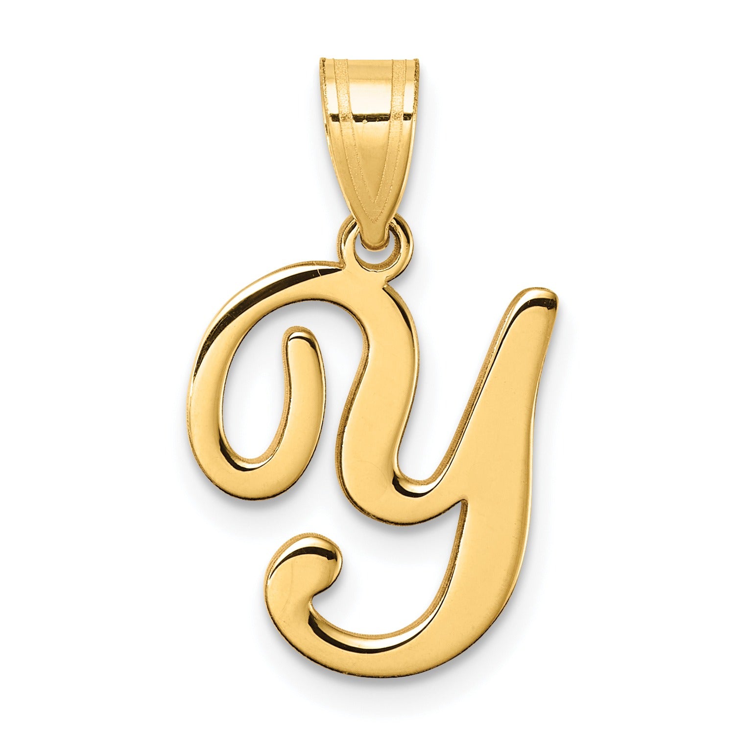 14k Gold Script Initial Charm Pendant