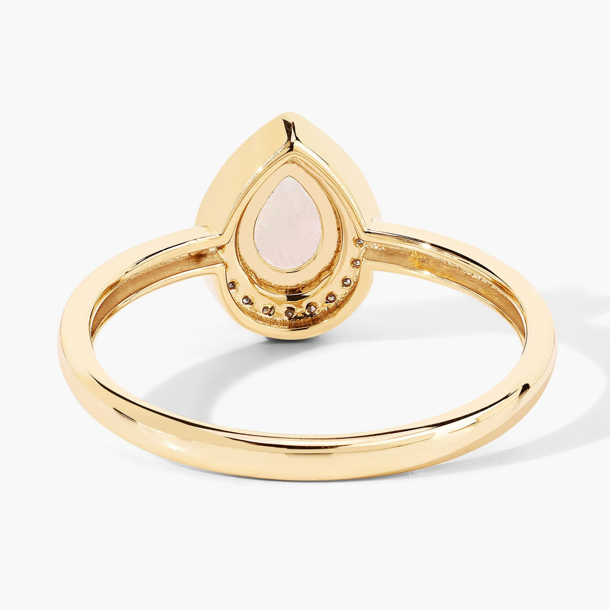 0.31 Cttw Pear White Ethiopian Opal White Diamond 14K Yellow Gold Halo Ring