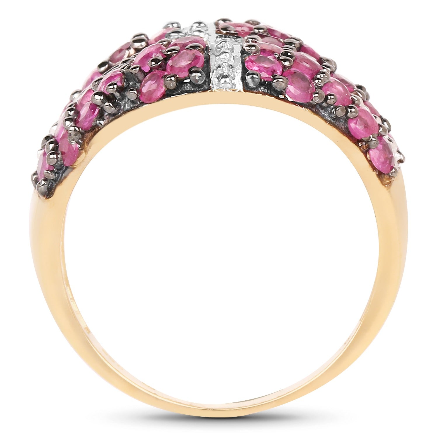 1.70 Ct Round Cut Pink Ruby 14K Yellow Gold-Plated Silver Prong Cluster Ring