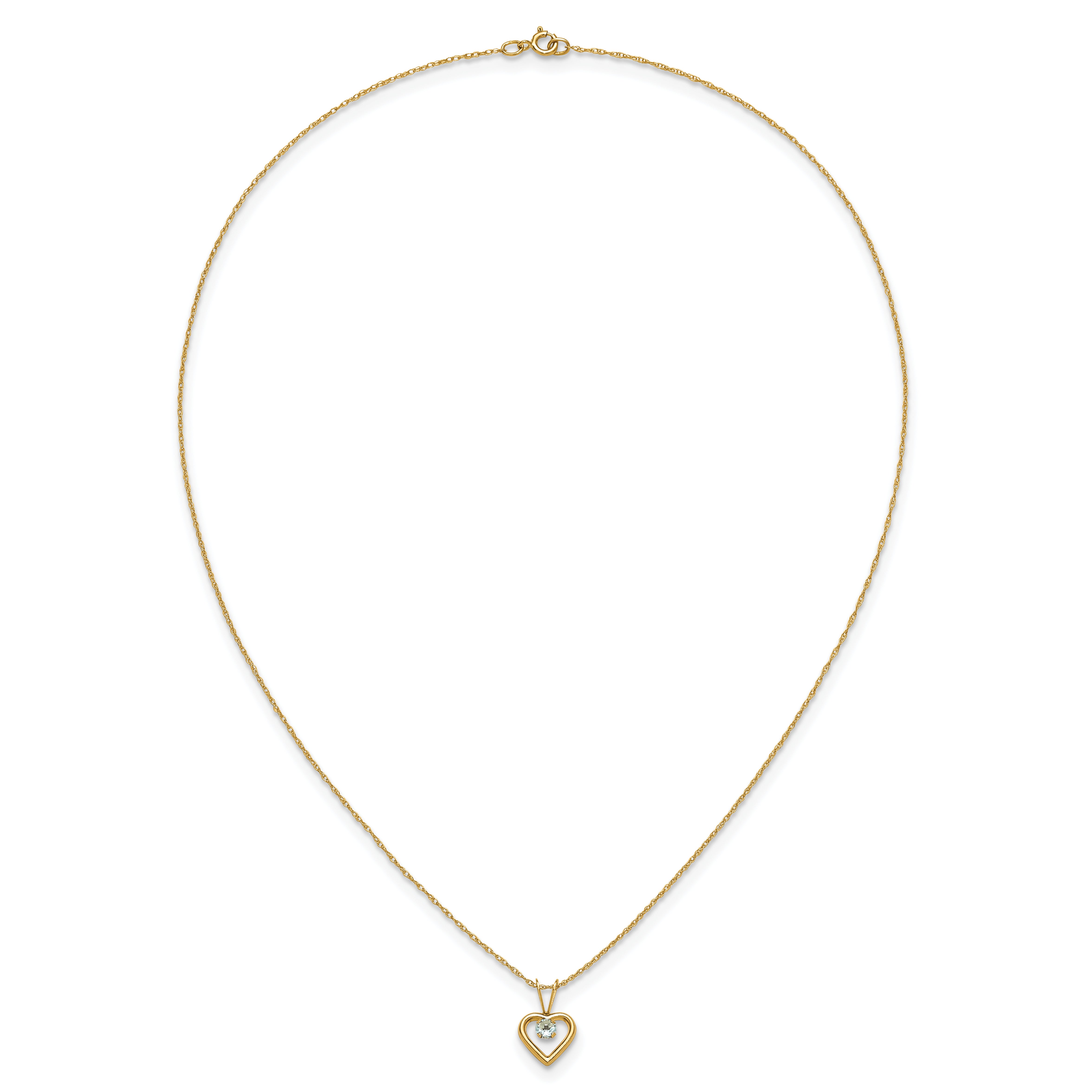 10k Yellow Gold Heart in Heart Birthstone Necklace