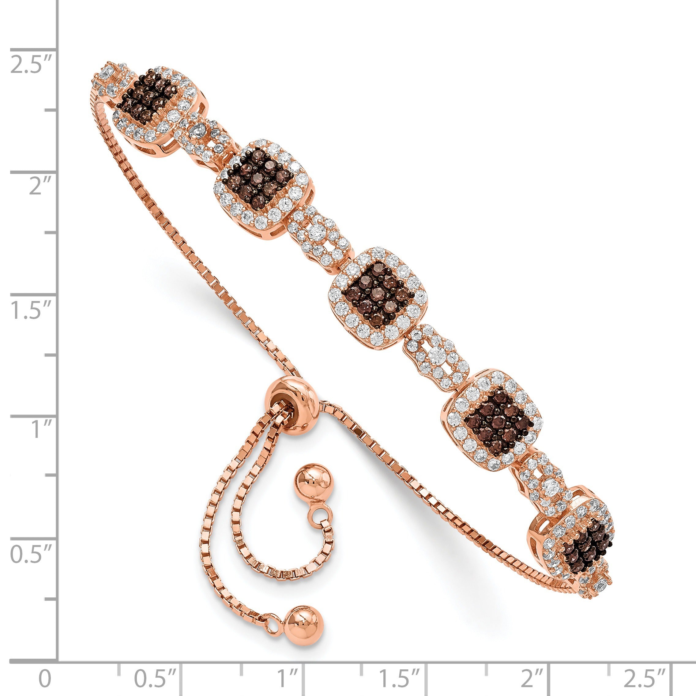 Fancy Cubic Zirconia Rose Gold Over Silver Bolo Bracelet