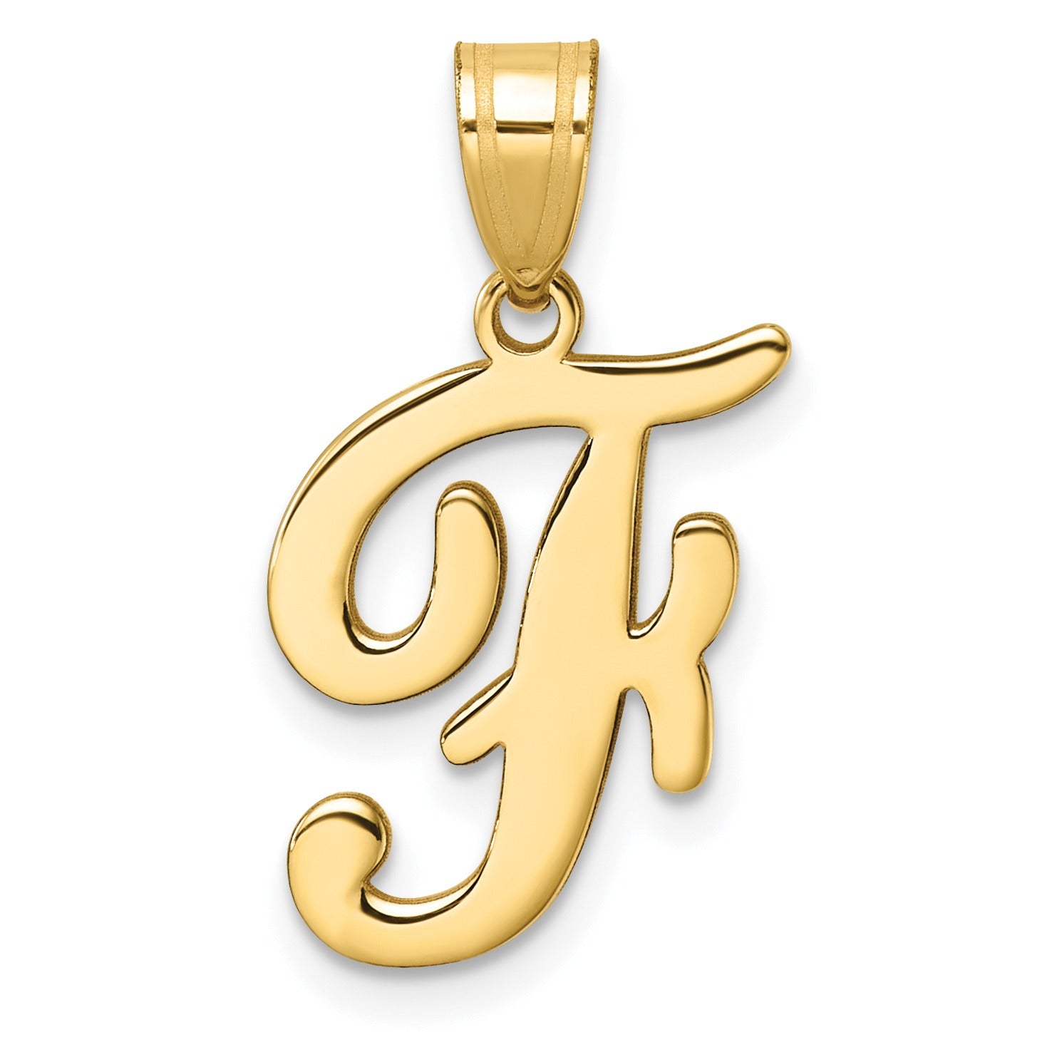 14k Gold Script Initial Charm Pendant