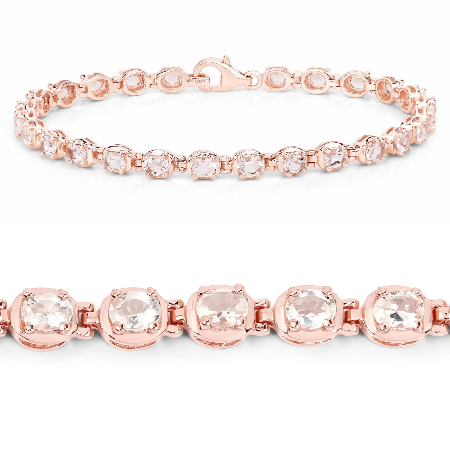 Genuine Morganite Tennis Bracelet Sterling Silver