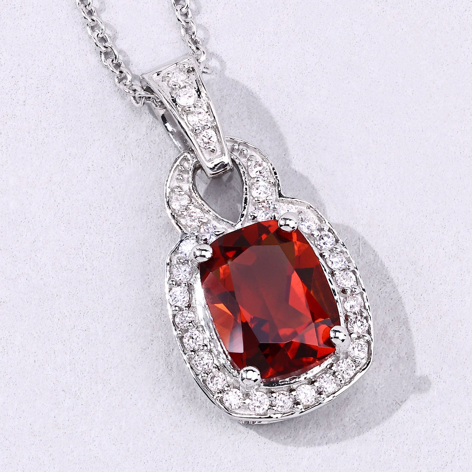 1.88 Ct Genuine Madeira Citrine and Lab Diamond Silver Necklace