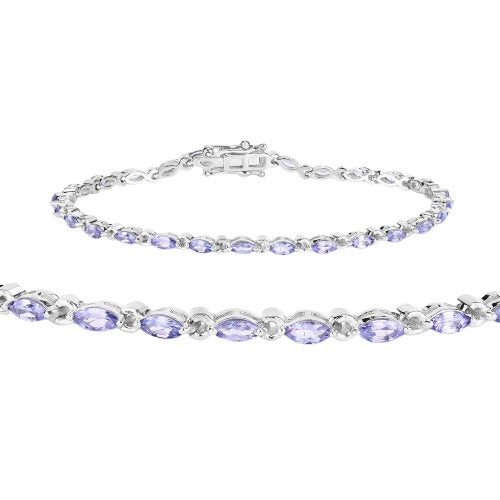 Genuine Tanzanite 925 Sterling Silver Bracelet