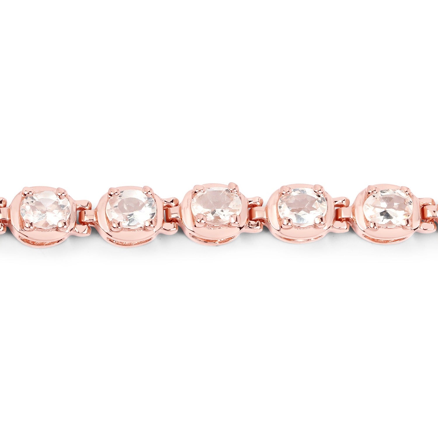 Genuine Morganite 14K Rose Gold Plated Silver Bracelet