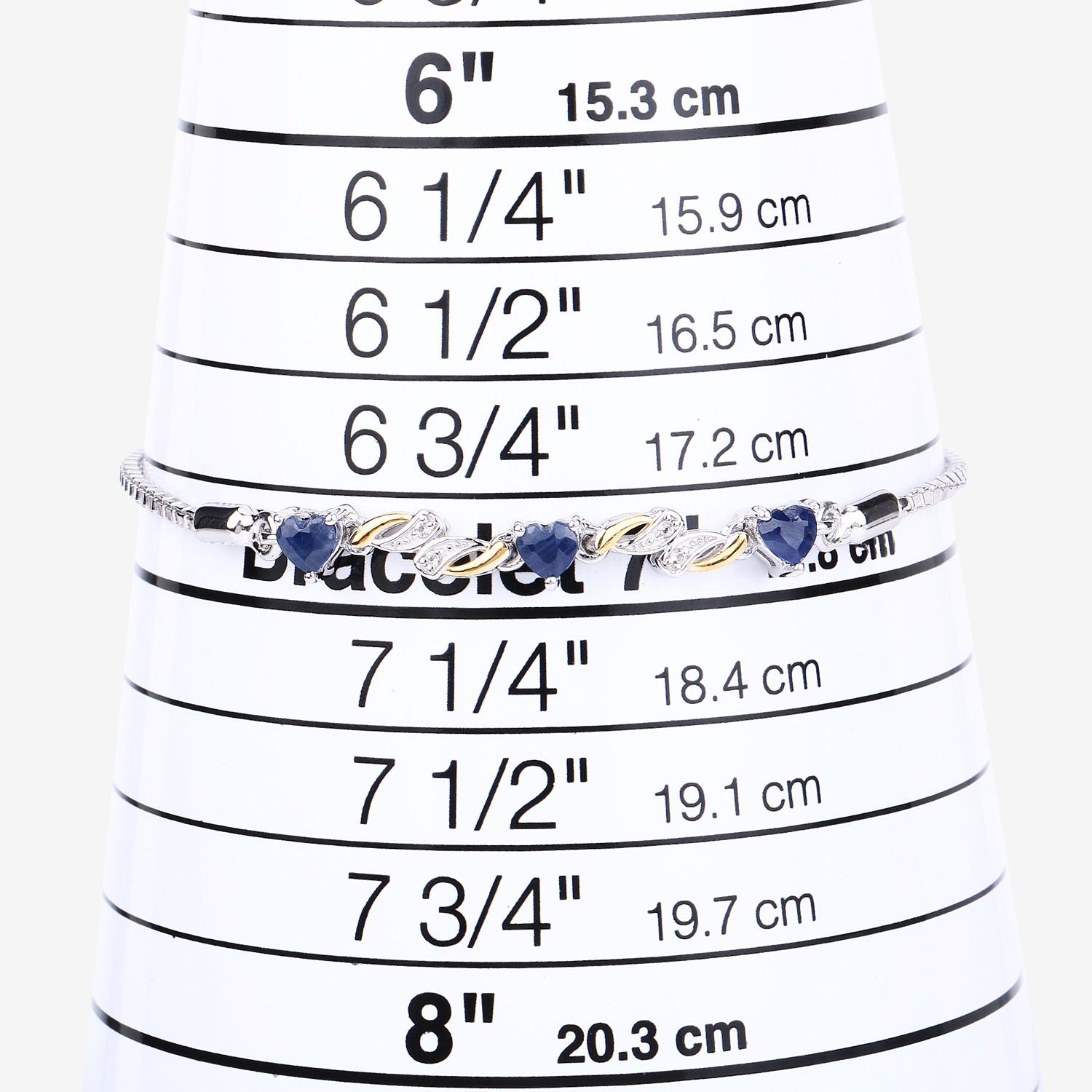 Genuine Blue Sapphire and White Sapphire Silver Heart Bracelet