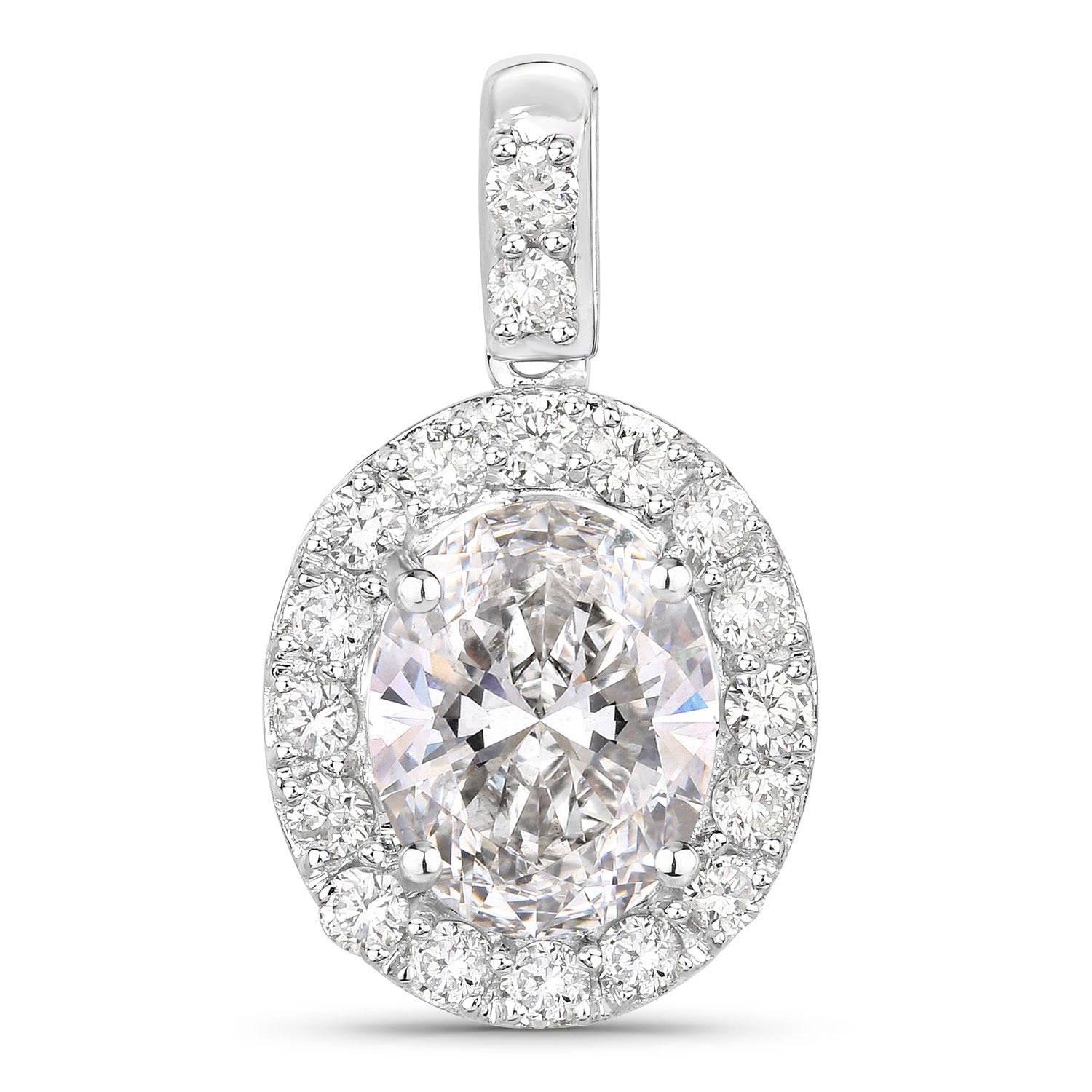 2.62 Ct Lab Grown Diamond Oval Platinum Halo Bridal Pendant
