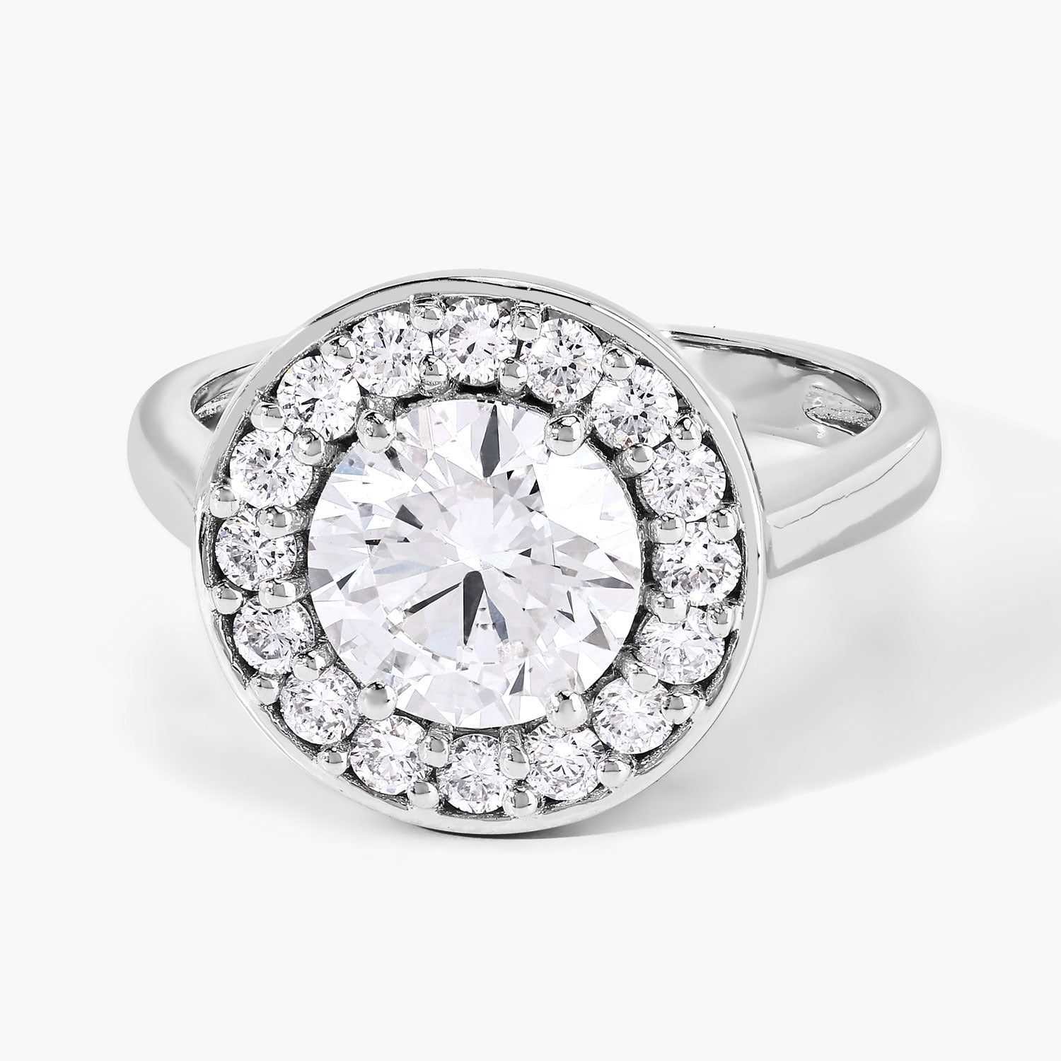 2.48 Ct Round Lab Grown Diamond Platinum Halo Bridal Ring