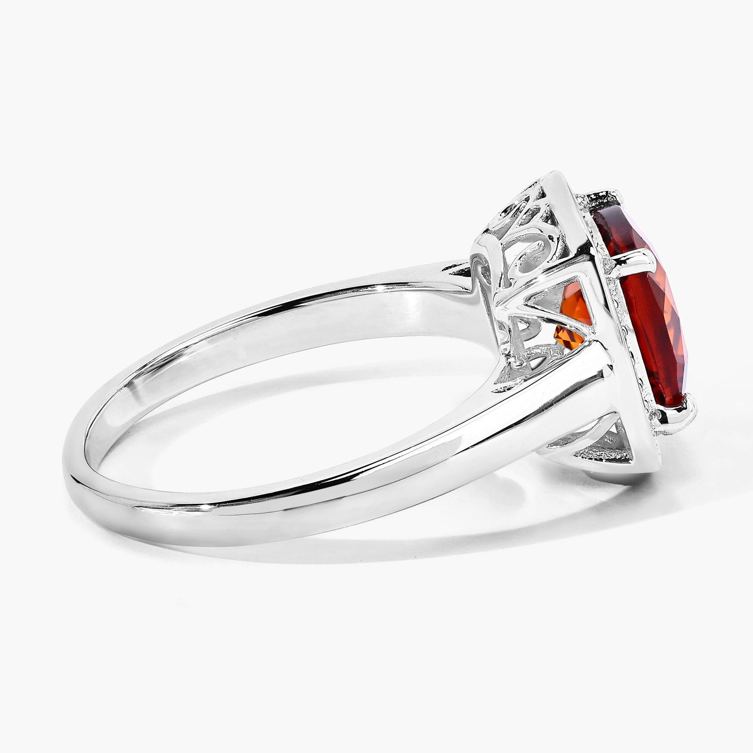 2.17 Ct Genuine Cushion Cut Citrine Lab Diamond Silver Halo Ring Fine Color Jewels