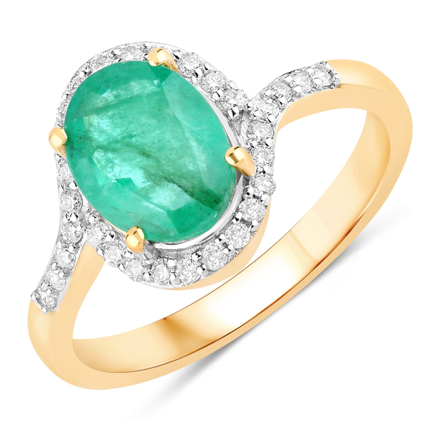 Genuine Zambian Emerald Diamond Gold Ring