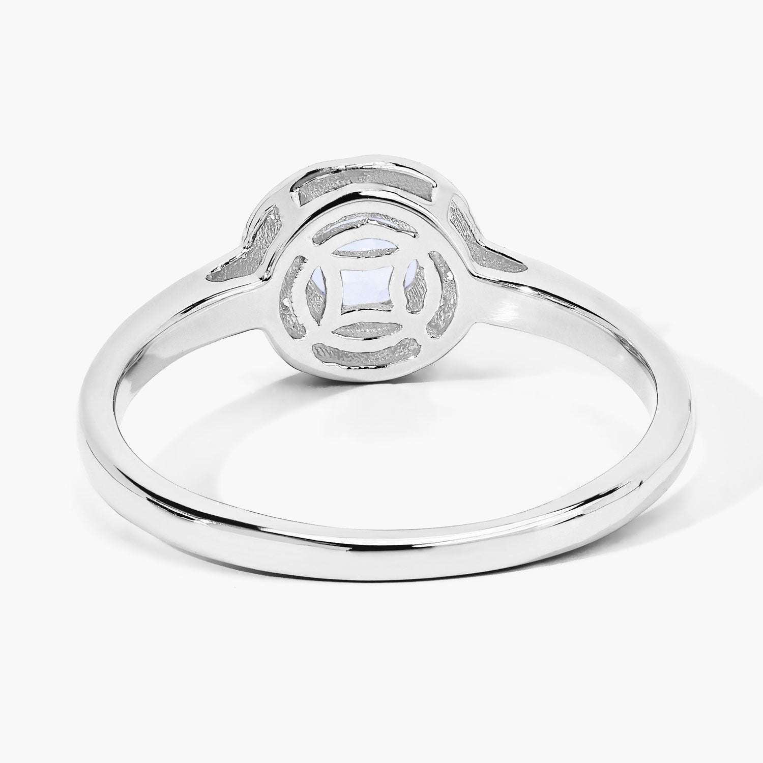 0.47 Ct Genuine Aquamarine and Lab Grown Diamond Silver Halo Ring Fine Color Jewels