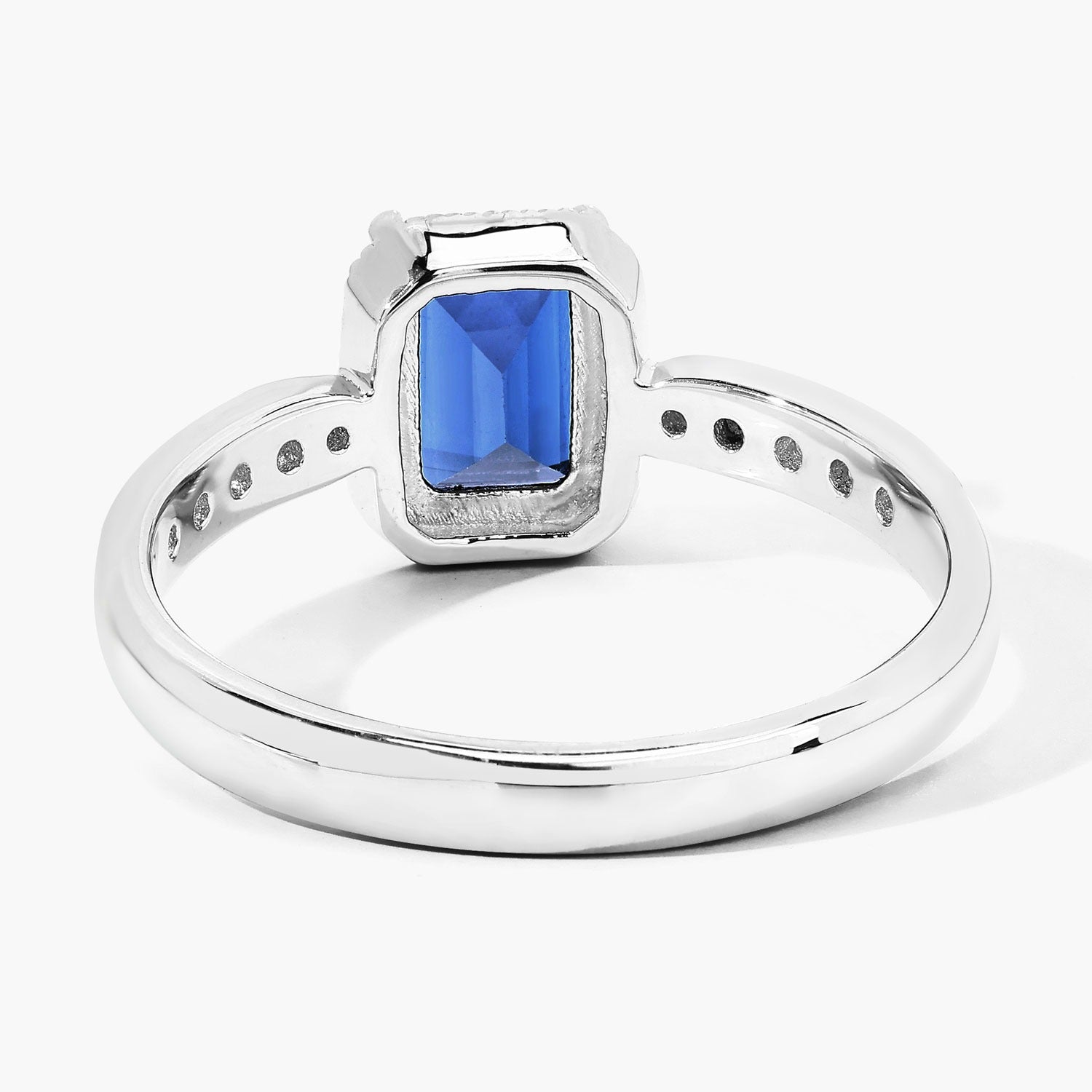 1.21 Ct Genuine London Blue Topaz and Lab Grown Diamond Sterling Silver Octagon Bridge Ring Fine Color Jewels