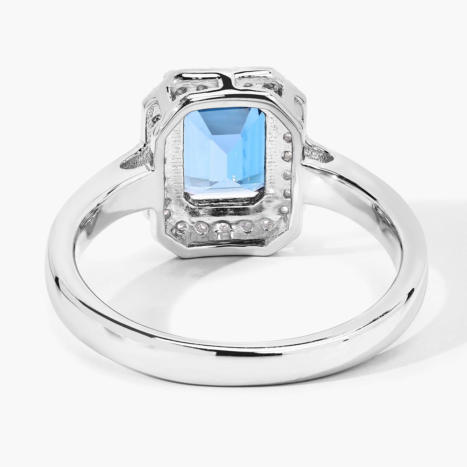 1.78 Ct Genuine London Blue Topaz and Lab Diamond Silver Halo Octagon Ring Fine Color Jewels