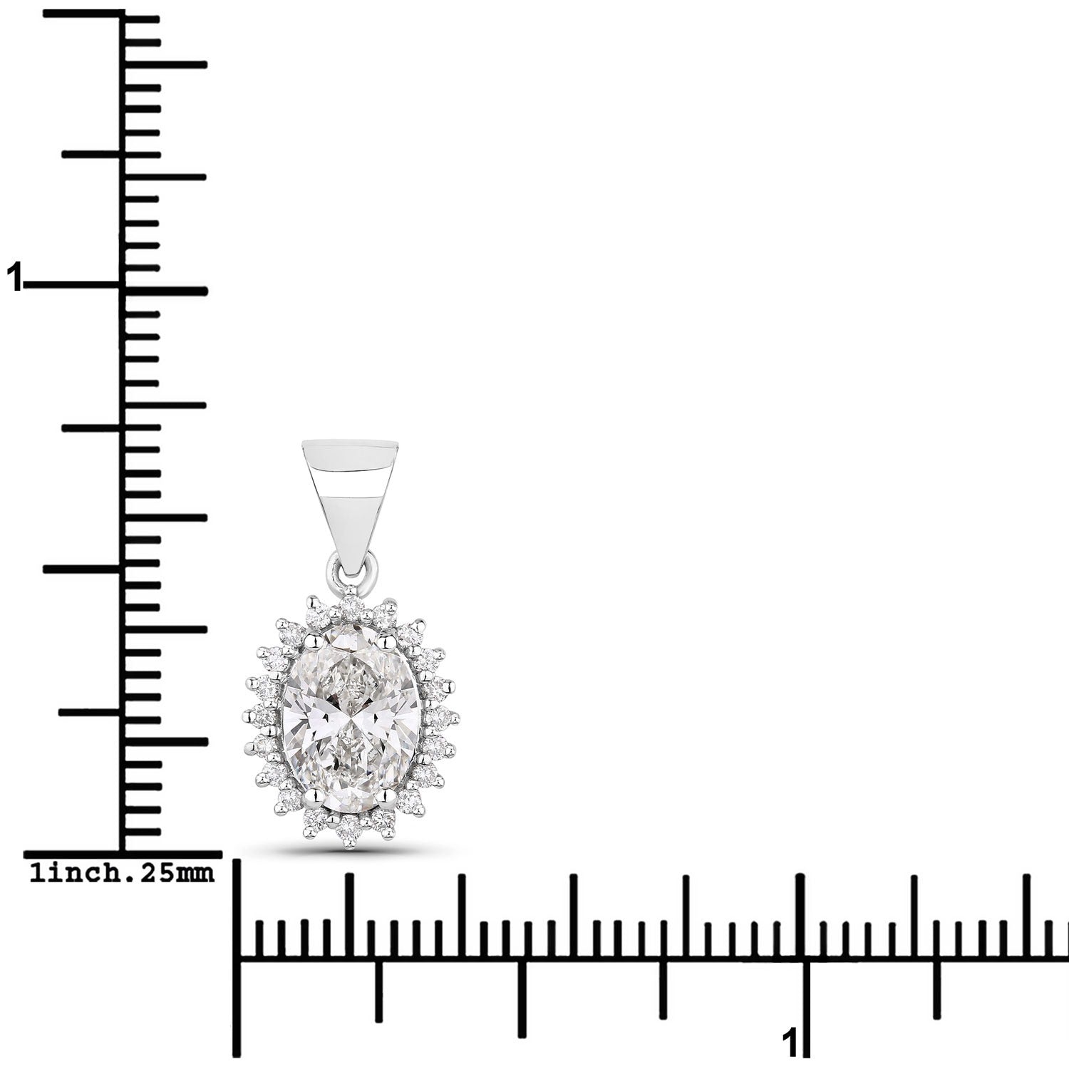 1.23 Ct Oval Lab Grown Diamond Bridal Floral Halo Platinum Pendant