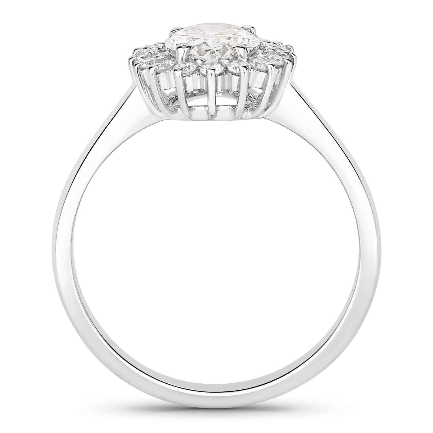 1.28 Ct Oval Lab Diamond Platinum Halo Bridal Floral Ring