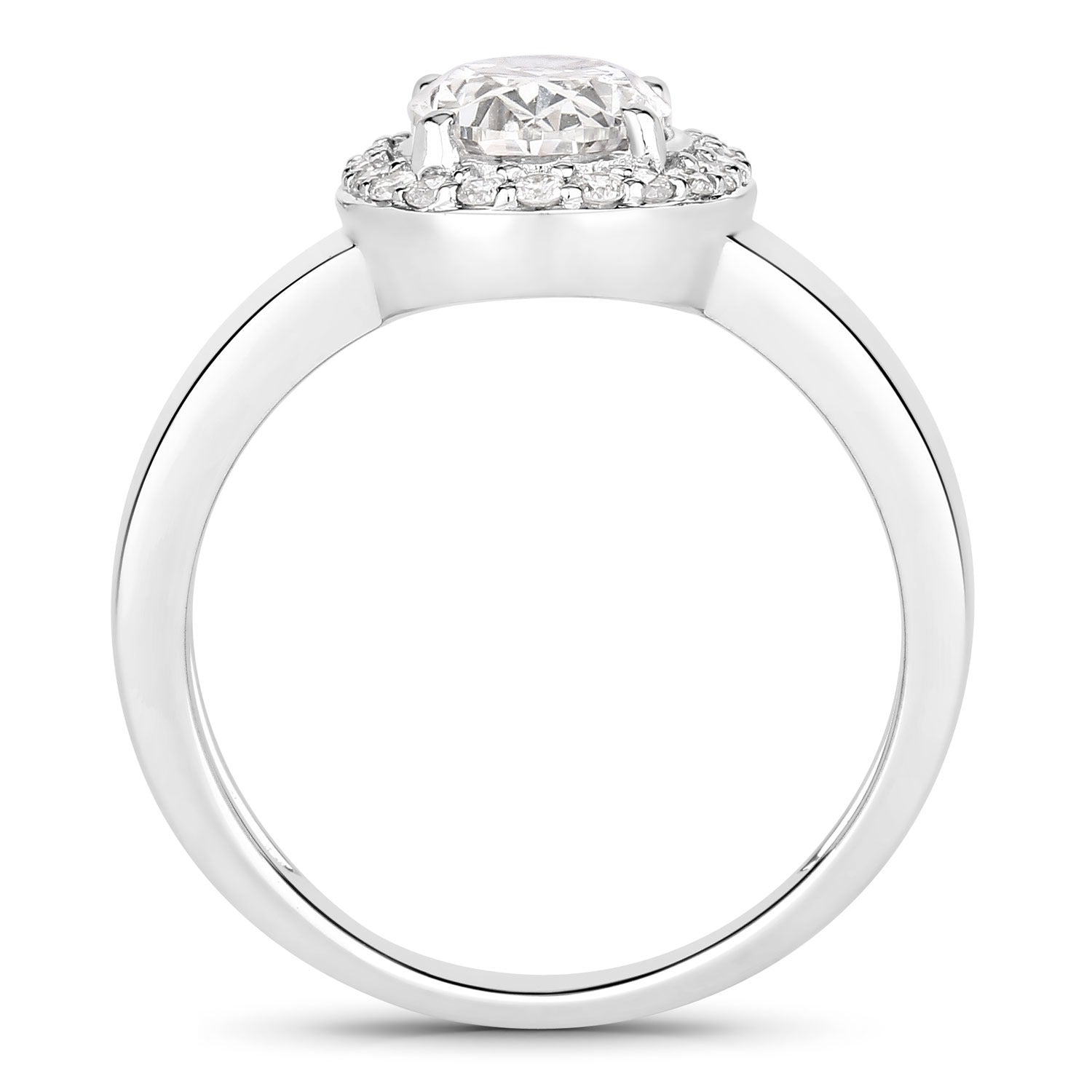 1.80 Ct Oval Lab Grown Diamond Thick Band Platinum Halo Bridal Ring