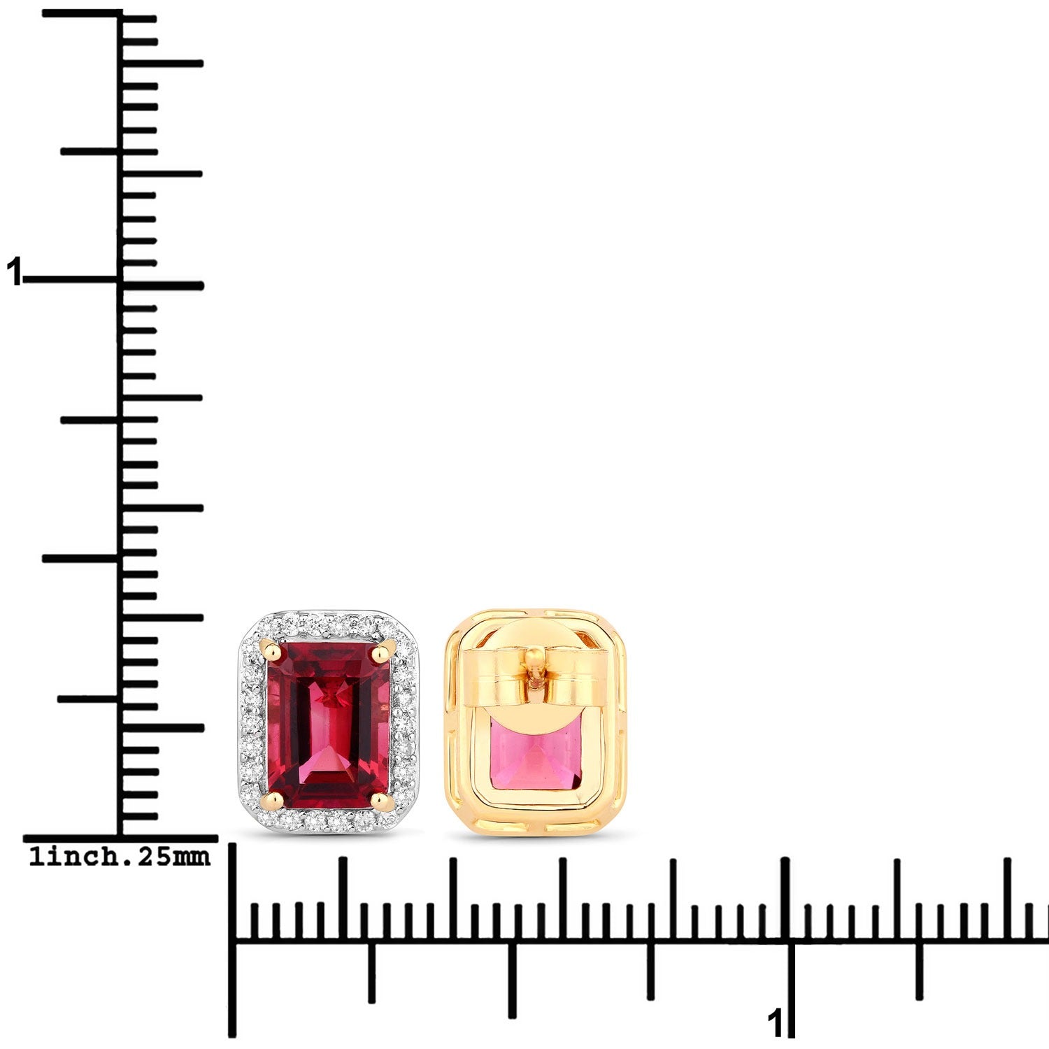 Rubellite and White Diamond 14K White Gold Earrings