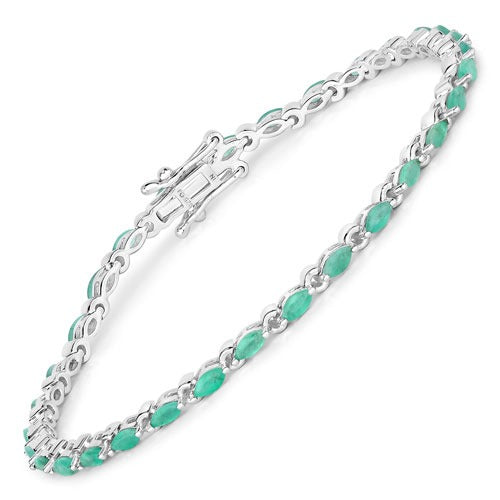 Genuine Emerald 925 Sterling Silver Tennis Bracelet
