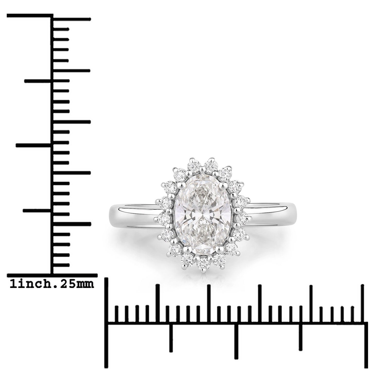 1.28 Ct Oval Lab Diamond Platinum Halo Bridal Floral Ring