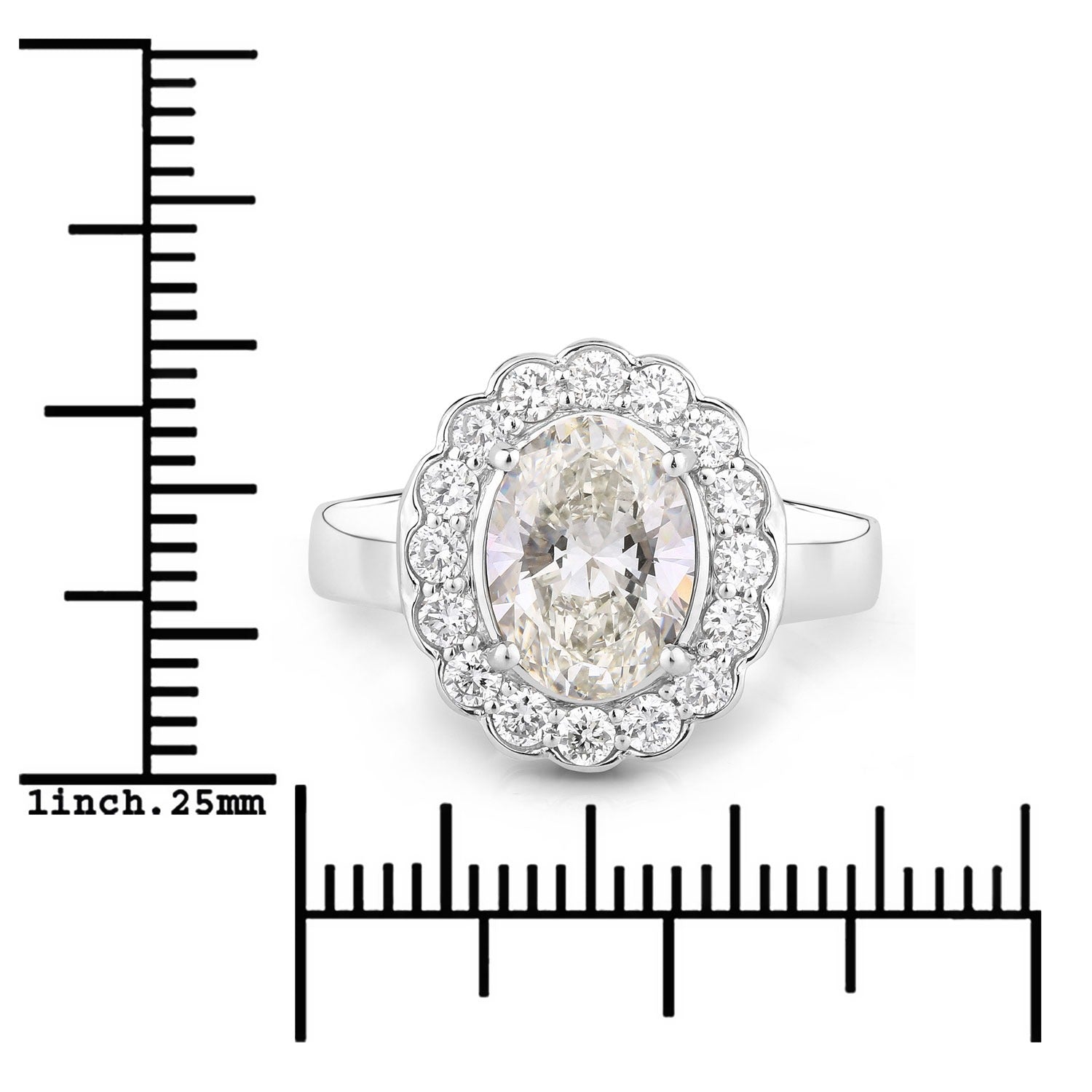 2.48 Ct Oval Lab Grown Diamond Platinum Floral Halo Bridal Ring