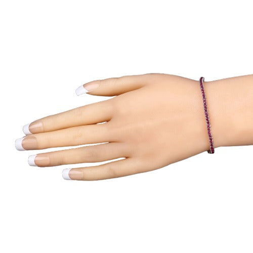 Genuine Ruby 925 Sterling Silver Bracelet
