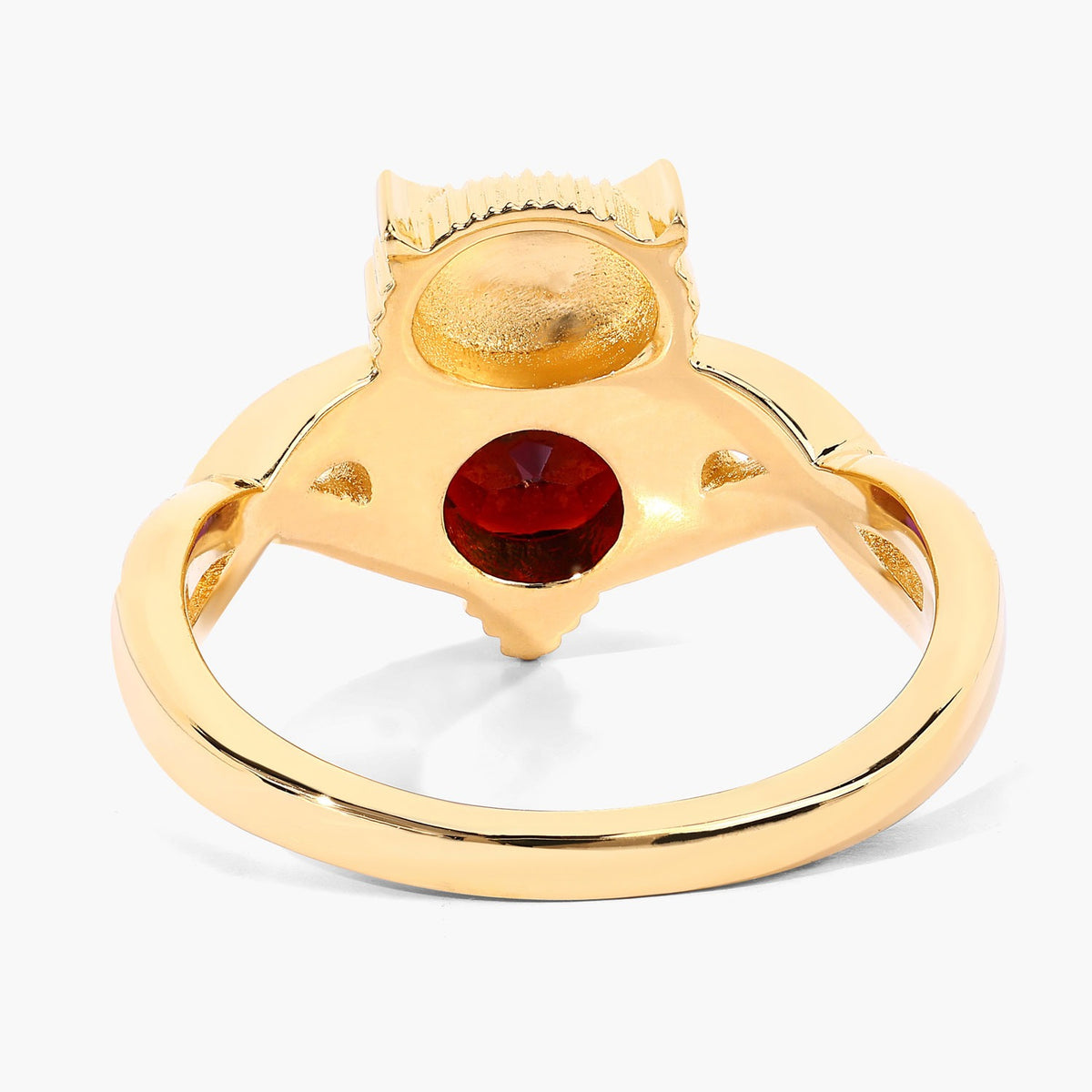 1.00 Cttw Round Red Garnet 18K Yellow Gold over Silver Owl Ring