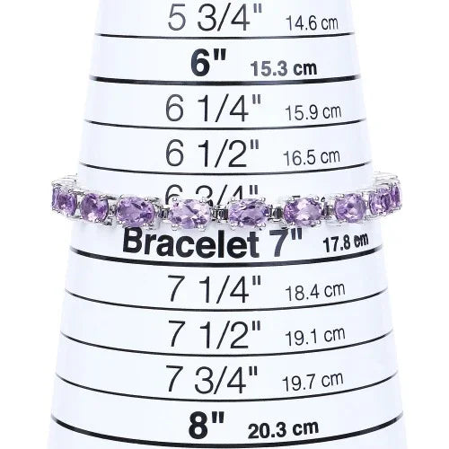 Genuine 925 Sterling Silver Amethyst Tennis Bracelet