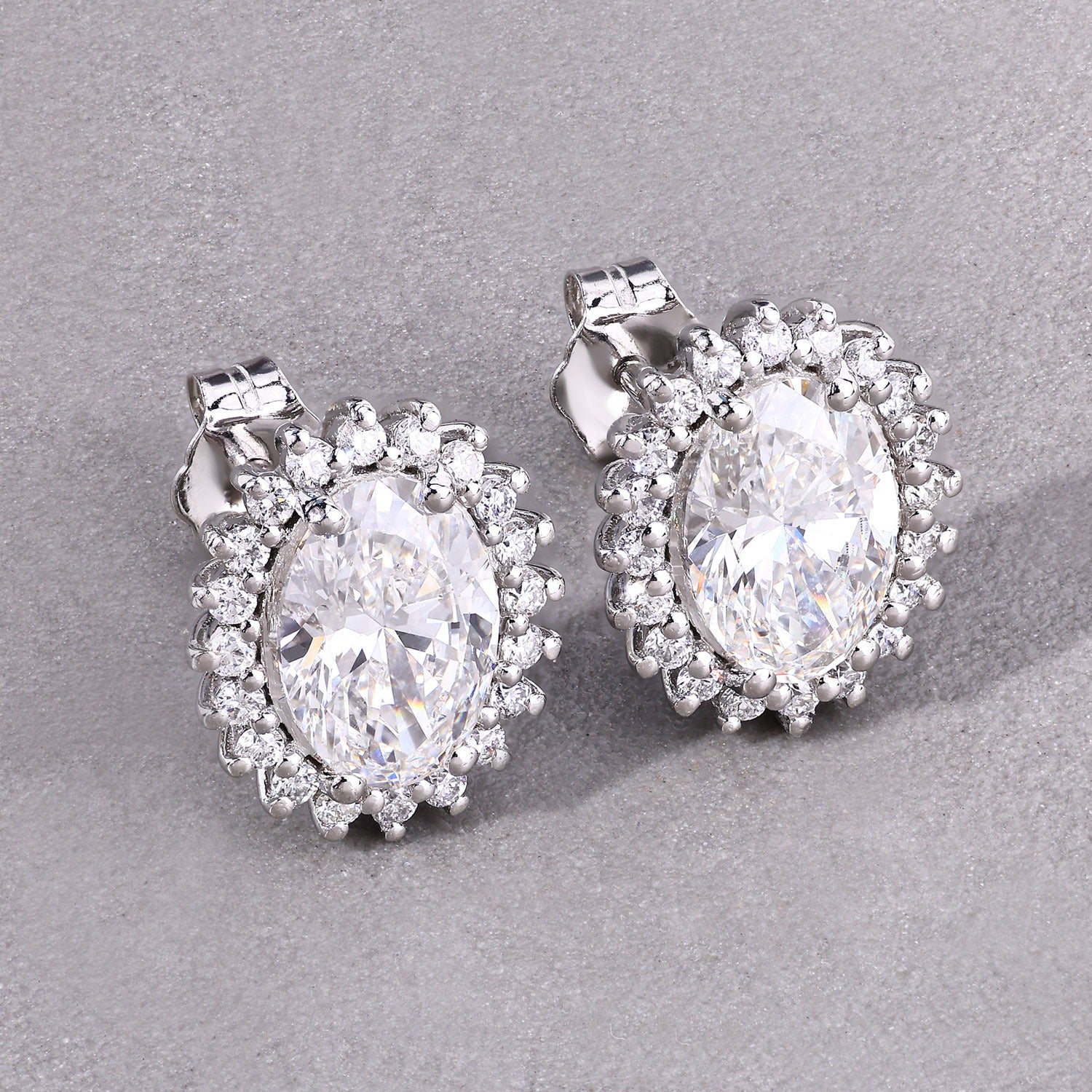 2.45 Ct Oval Lab Grown Diamond Prong Platinum Bridal Stud Earrings