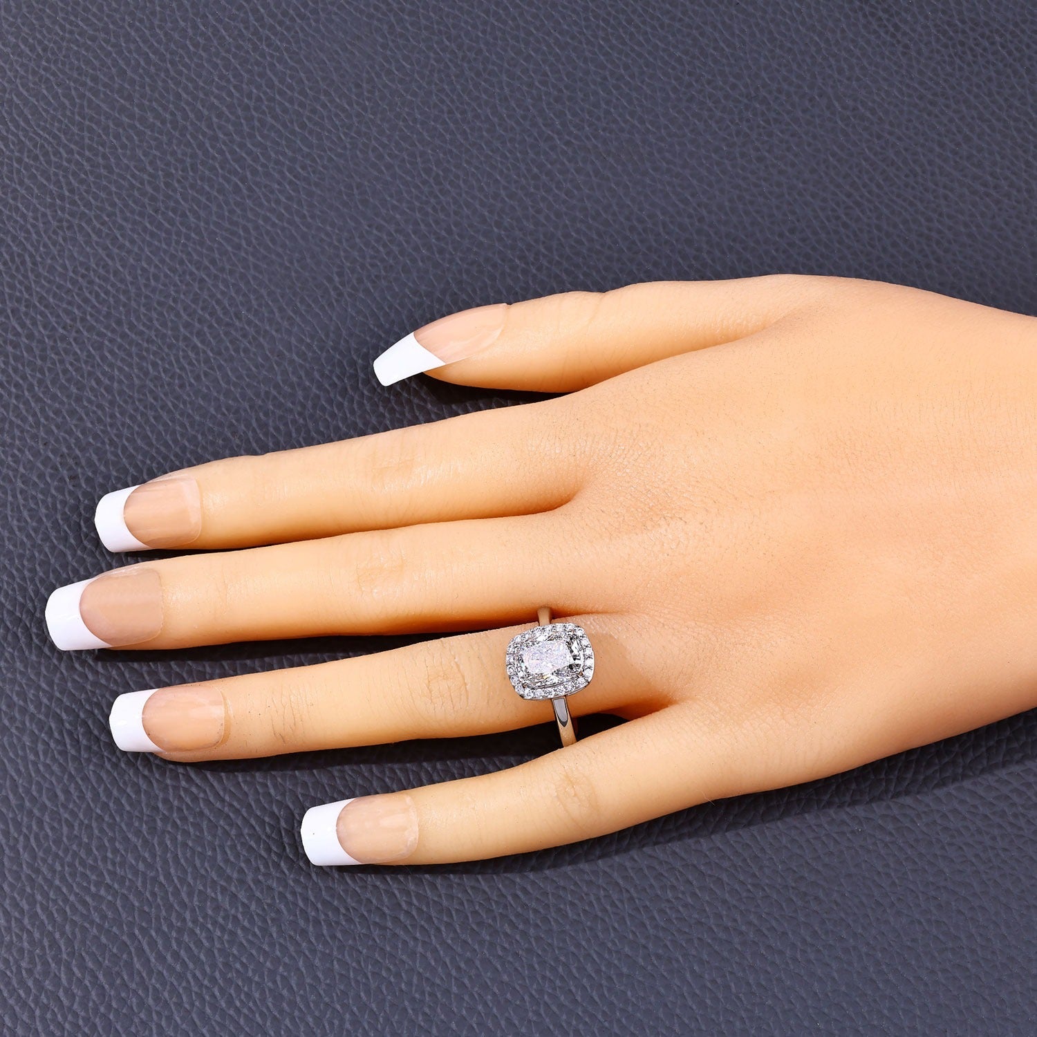 2.74 Ct Cushion Lab Grown Diamond Platinum Bridal Halo Ring
