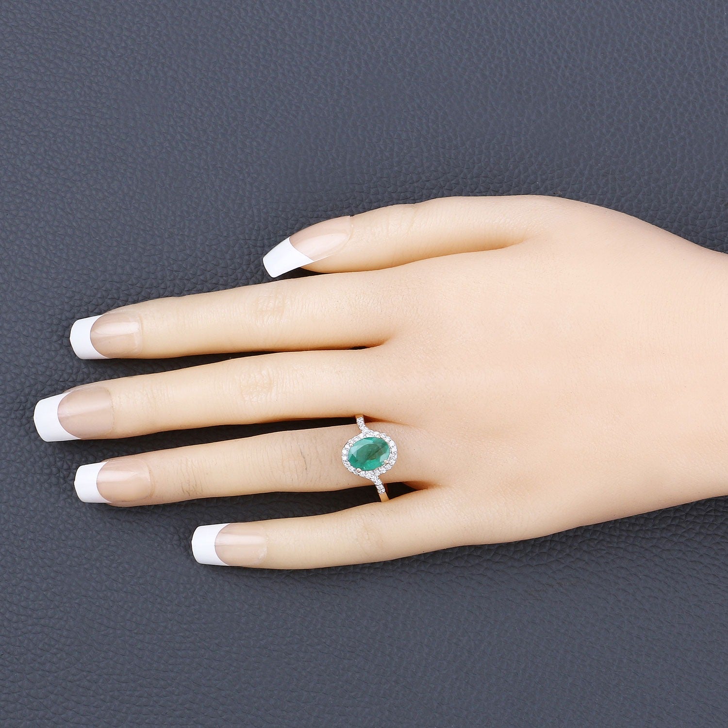 Genuine Zambian Emerald Diamond Gold Ring