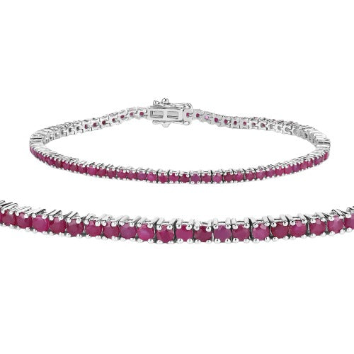Genuine Ruby 925 Sterling Silver Bracelet