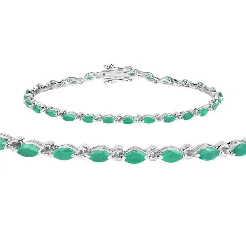 Genuine Zambian Emerald 925 Sterling Silver Bracelet