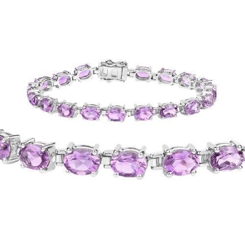 Genuine Amethyst 925 Sterling Silver Bracelet
