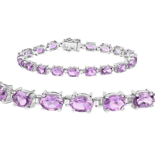 Genuine 925 Sterling Silver Amethyst Tennis Bracelet