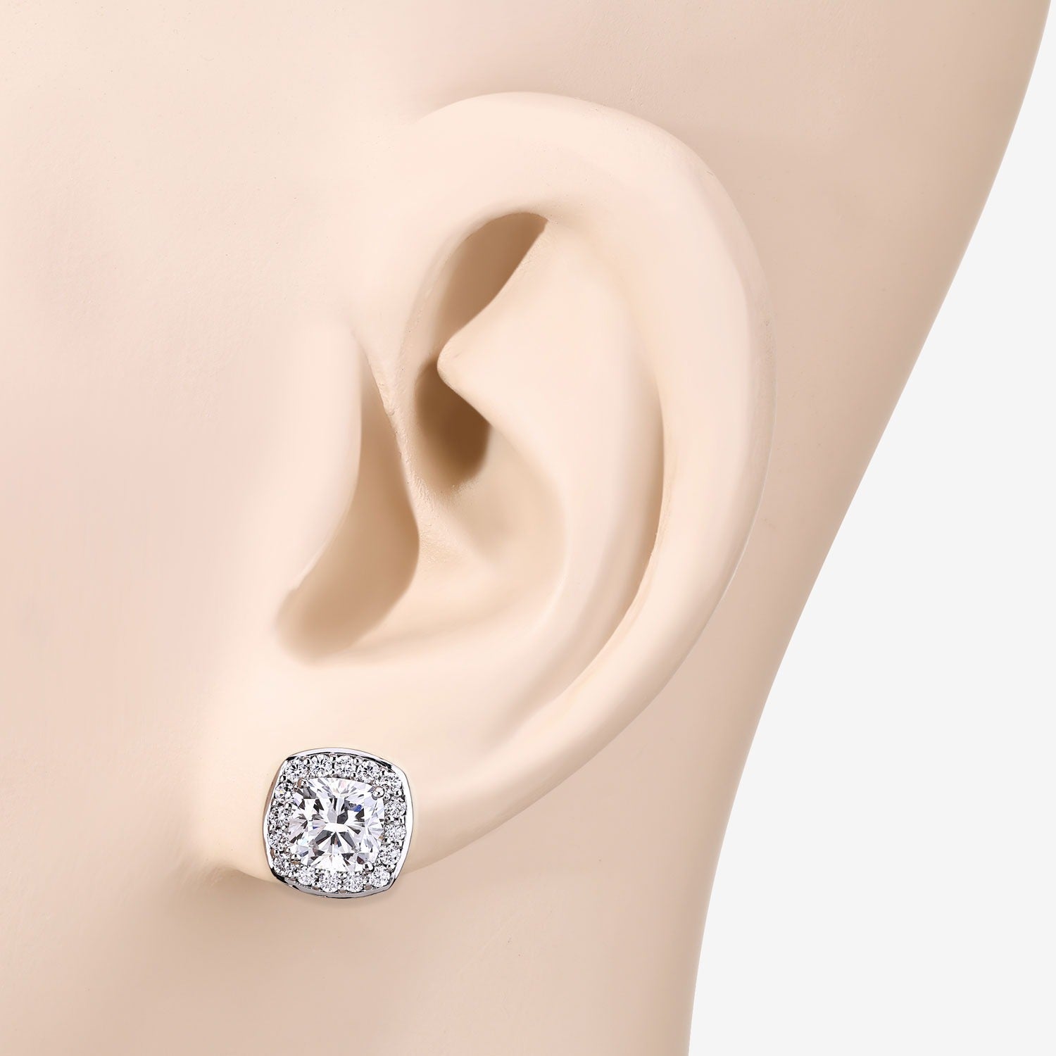 3.08 Ct Cushion Lab Grown Diamond Prong Platinum Bridal Stud Earrings
