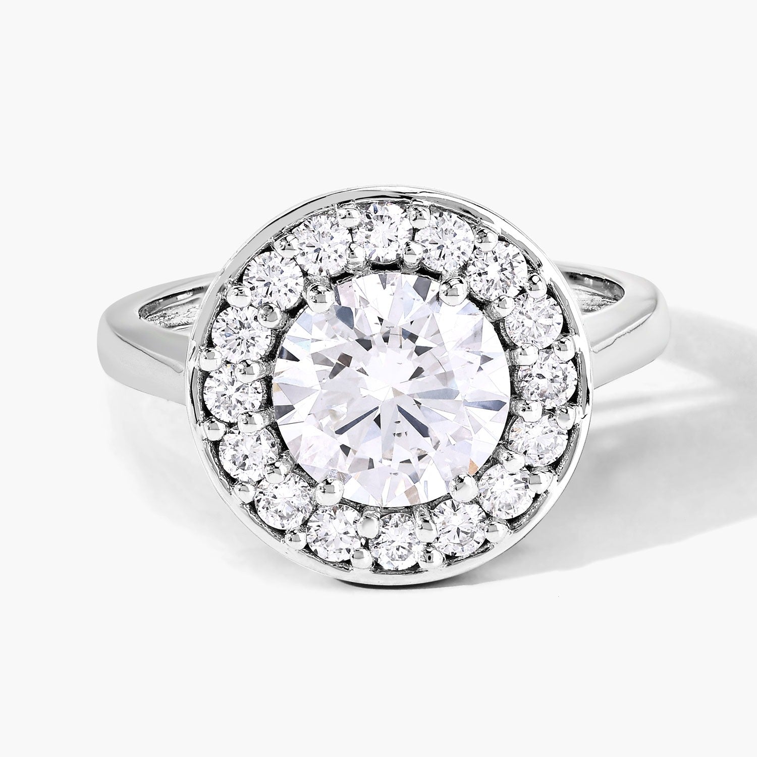 2.48 Ct Round Lab Grown Diamond Platinum Halo Bridal Ring