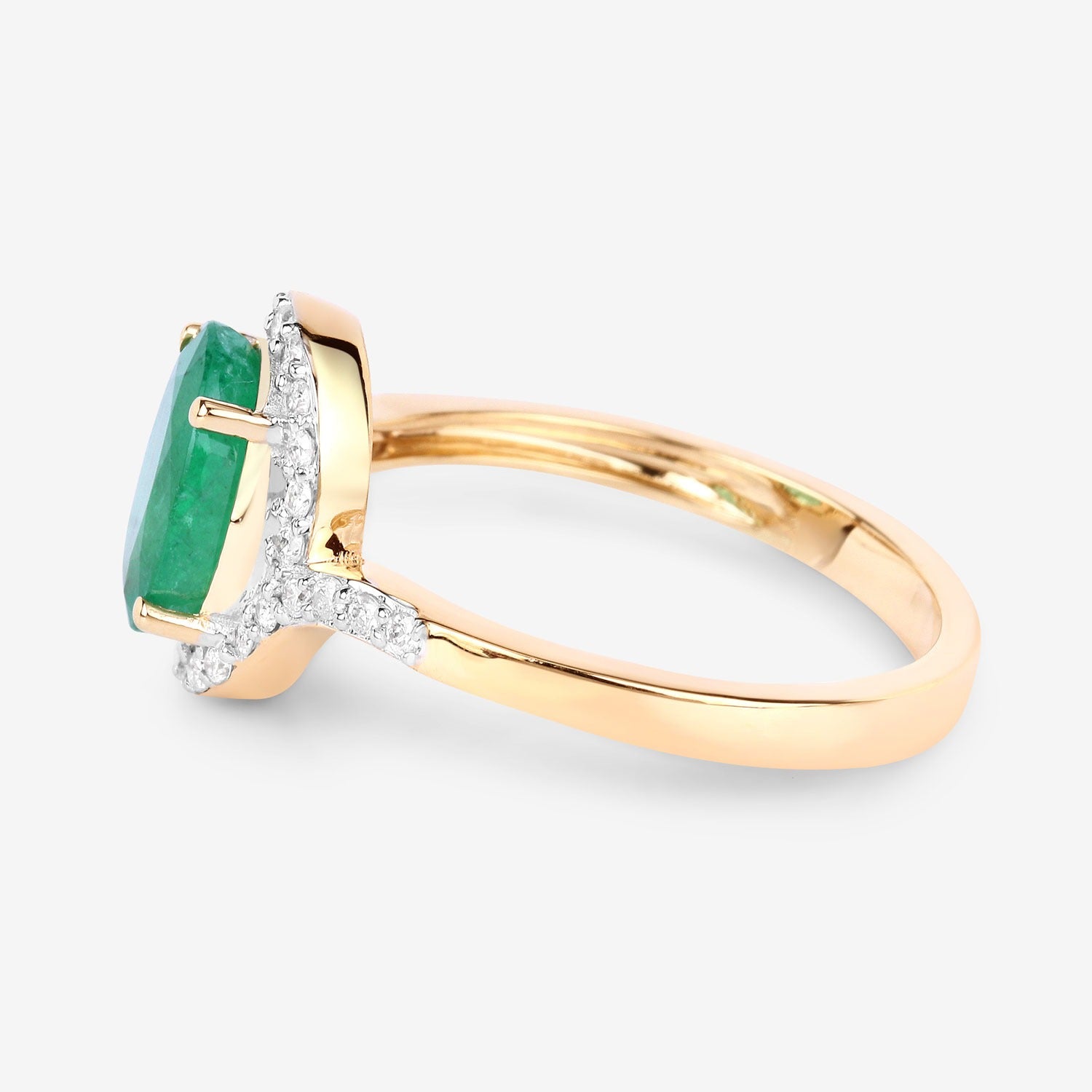 Genuine Zambian Emerald Diamond Gold Ring