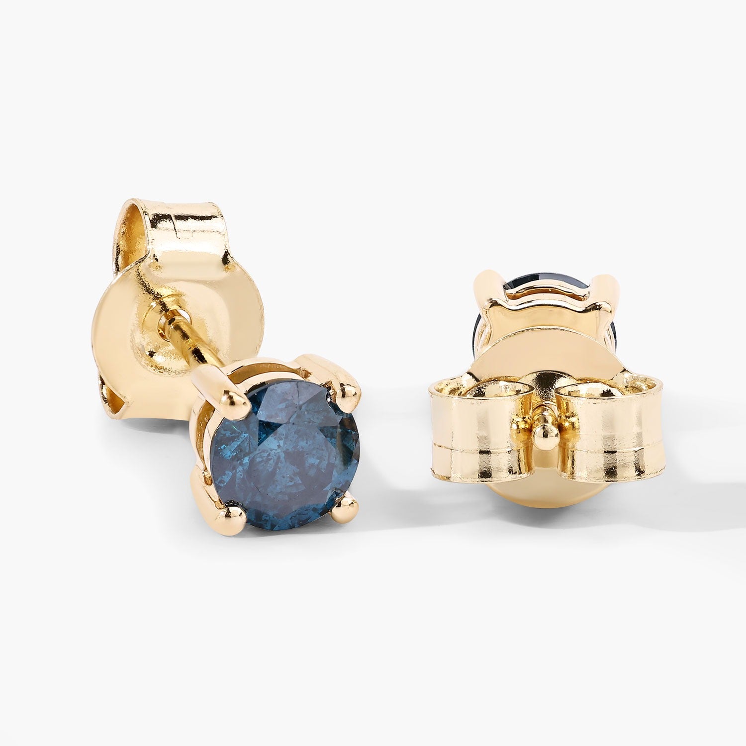 0.65 Cttw Round Teal Blue Diamond 14K Gold Solitaire Stud Earrings