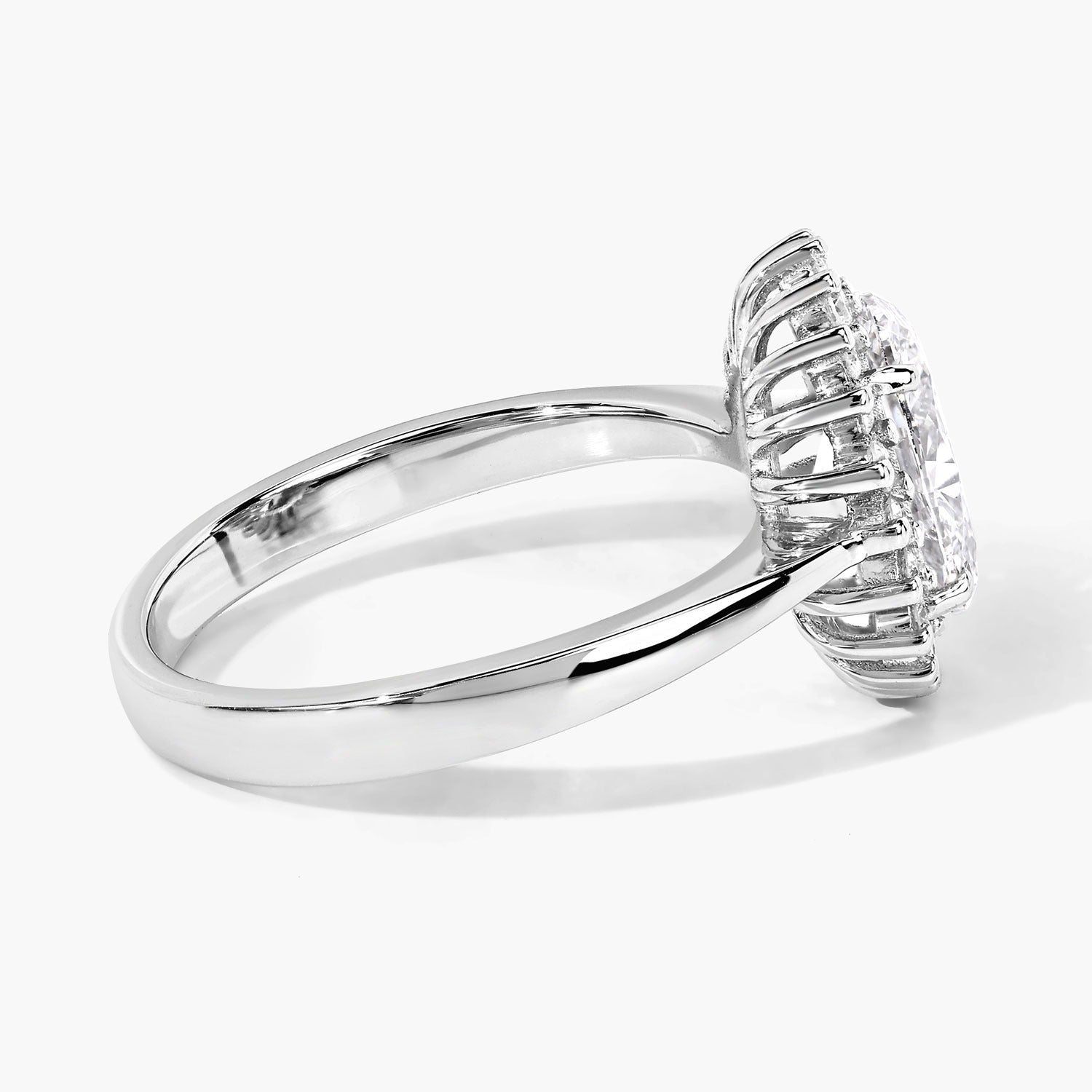 1.81 Carat Lab Diamond Oval Platinum Bridal Halo Floral Ring