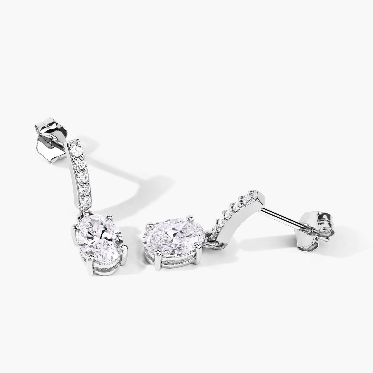 1.64 Ct Oval Lab Grown Diamond Prong Platinum Dangle Drop Bridal Earrings